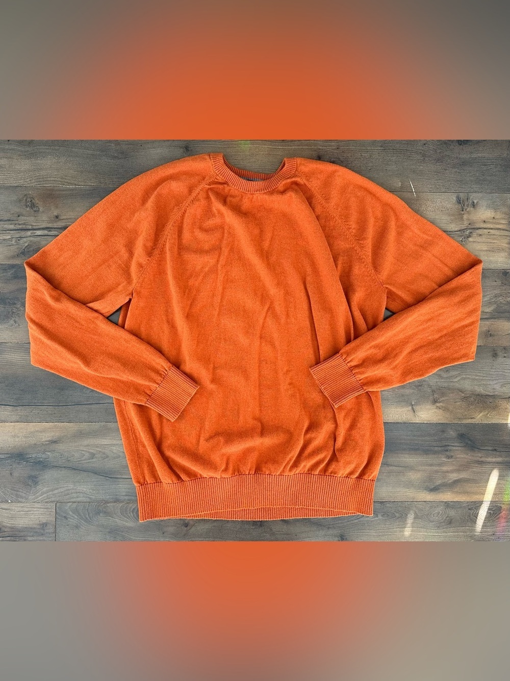 Lands’ End Cotton Cashmere Orange Crewneck Sweater XL Tall Fall Cozy